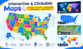 clickable interactive map USA map, svg map, site, rv map, vector map world map