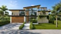 3d old property renovation, farmhouse exterior,tropical villa render, cgi garden