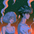 draw a retro 80s 90s anime illustration
