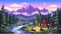 draw pixel art background, parallax scenery, and game assets