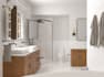 3d design kitchen, cabinet and bathroom interior with render