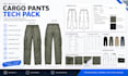 create cargo pants and cargo jogger tech pack for factory production line