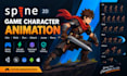 create spine 2d game animation, idle loops, attacks and character animations