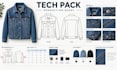 create denim jeans tech pack, apparel design and garment specifications