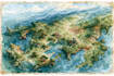 watercolor map illustration just for you