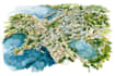 watercolor map illustration just for you