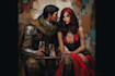 draw a romantic custom couple character illustration