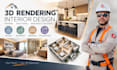 do 3d rendering interior design for kitchen, bathroom, bedroom, 3d floor plan