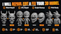 fix, repair, split, cleanup, modify, optimize 3d model stl file for 3d printing