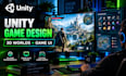 create 3d game environment and game UI in unity
