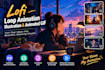 create lofi loop animation illustration and animated gif