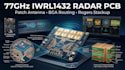 77ghz iwrl 1432 radar pcb, patch antenna, bga and rogers stackup