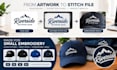 digitize small text embroidery for caps and images