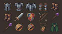 create pixel art game UI kit hud inventory menu buttons icons rpg mobile game