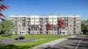 produce housing complex development, unit apartment exterior, condominium render