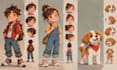 design cute children book characters and turnaround sheets
