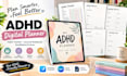 do adhd digital planner habit tracker, goodnotes journal canva, journal notebook