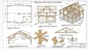 design timber barn plan, post and beam framing, trusses and construction drawing