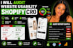 audit website usability shopify cro UI UX  bug fix testing mobile app review