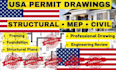 permit drawing, engineer stamp, structural engineer, mep for ok fl MD nc nm USA