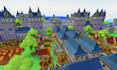 create custom 3d game map design, low poly environment, building and texturing