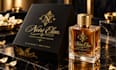 custom luxury perfume label, logo, cosmetics label and box packaging design