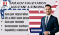 assist with sam gov registration, uei, cage code and naics
