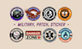 design badge patch army military skull round sticker