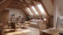 do cozy attic design, loft conversion, and realistic 3d interior rendering