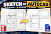 convert PDF image sketch to autocad cad drawing