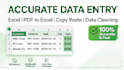 do accurate data entry, excel data cleaning and pdf to excel conversion