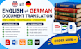 translate english german PDF word documents proofreading formatting