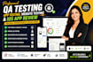 do qa testing, app testing, website testing, and ios app review