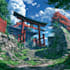 anime style character and background illustration