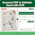 convert PDF to excel, scanned image to editable excel