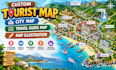 create custom tourist map, city map and travel guide map, map illustration