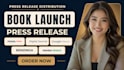 write a book launch press release, media pitch, author bio, pr headline