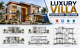 design luxury villa elevations, sections, architectural drawings
