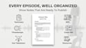 write SEO podcast show notes with timestamps and summaries