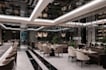redesign abandon restaurant interior, dessert cafe layout, buffet bar rendering