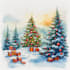draw christmas card, invitation with watercolor