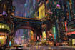 do a futuristic cyberpunk city design
