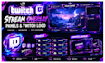 design animated twitch stream overlay, twitch panels and logo