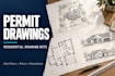 draft residential permit drawing sets and site plans in autocad