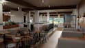 redesign abandon restaurant interior, dessert cafe layout, buffet bar rendering