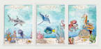 create a hand painted wild animal and sea creature scene
