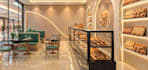 render 3d contemporary bakery, cafe interior, pub design, cafeteria, bar counter