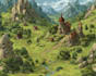 design an epic fantasy rpg map and parchment illustration