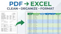 convert PDF to excel, clean data and format spreadsheets