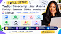 setup trello basecamp jira asana clockify evernote github monday com clickup
